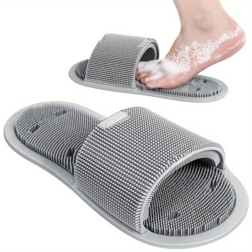 Flippers Swimming - รองเท้าแตะขัดเท้าซิลิโคนสำหรับอาบน้ำ ป้องกันการลื่น นวดเท้า ขจัดเซลล์ผิวที่ตายแล้ว อุปกรณ์ทำความสะอาดสำหรับสปาในห้องน้ำ