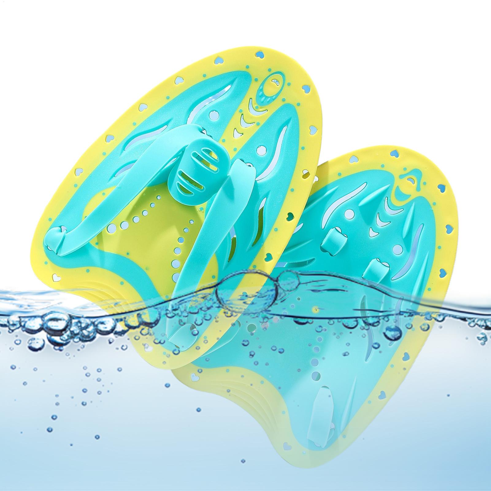Swim Fins - อุปกรณ์ฝึกว่ายน้ำพร้อมสายรัดปรับได้ ครีบมือสำหรับฝึกว่ายน้ำ เหมาะสำหรับนักเรียน ผู้ฝึกหัด ผู้เริ่มต้น เด็ก