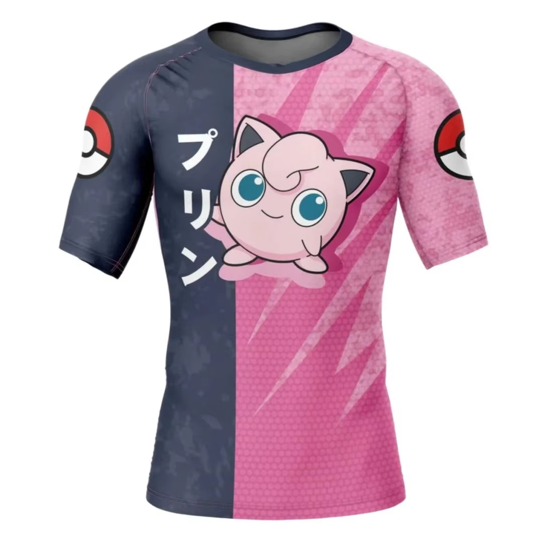 Rash Guard - เสื้อยืดแขนยาวรัดกล้ามเนื้อลายโปเกมอนจิกกิพัฟ ลายโจมตี เหมาะสำหรับฤดูร้อน ใส่ได้ทั้งผู้ใหญ่และเด็ก
