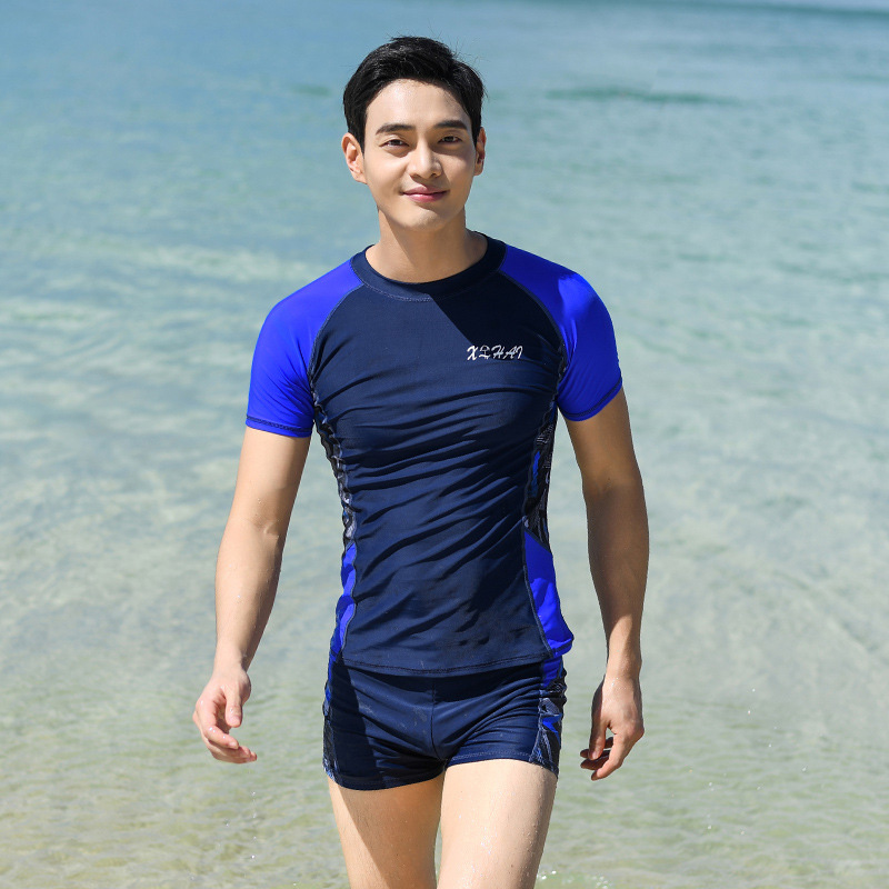 Wetsuit Men - Plus ขนาดชุดว่ายน้ำสไตล์เกาหลีชุดว่ายน้ำกางเกงขาสั้นผู้ชายกางเกงว่ายน้ำชายหาดสวมใส่ Drysuit น้ำ Soprtswear สำหรับชายผู้ใหญ่
